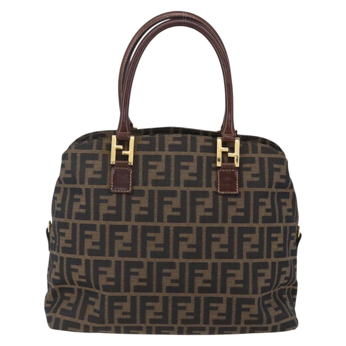 Fendi Vintage Convertible Satchel Zucca Canvas, BROWN, CANVAS, Handbag