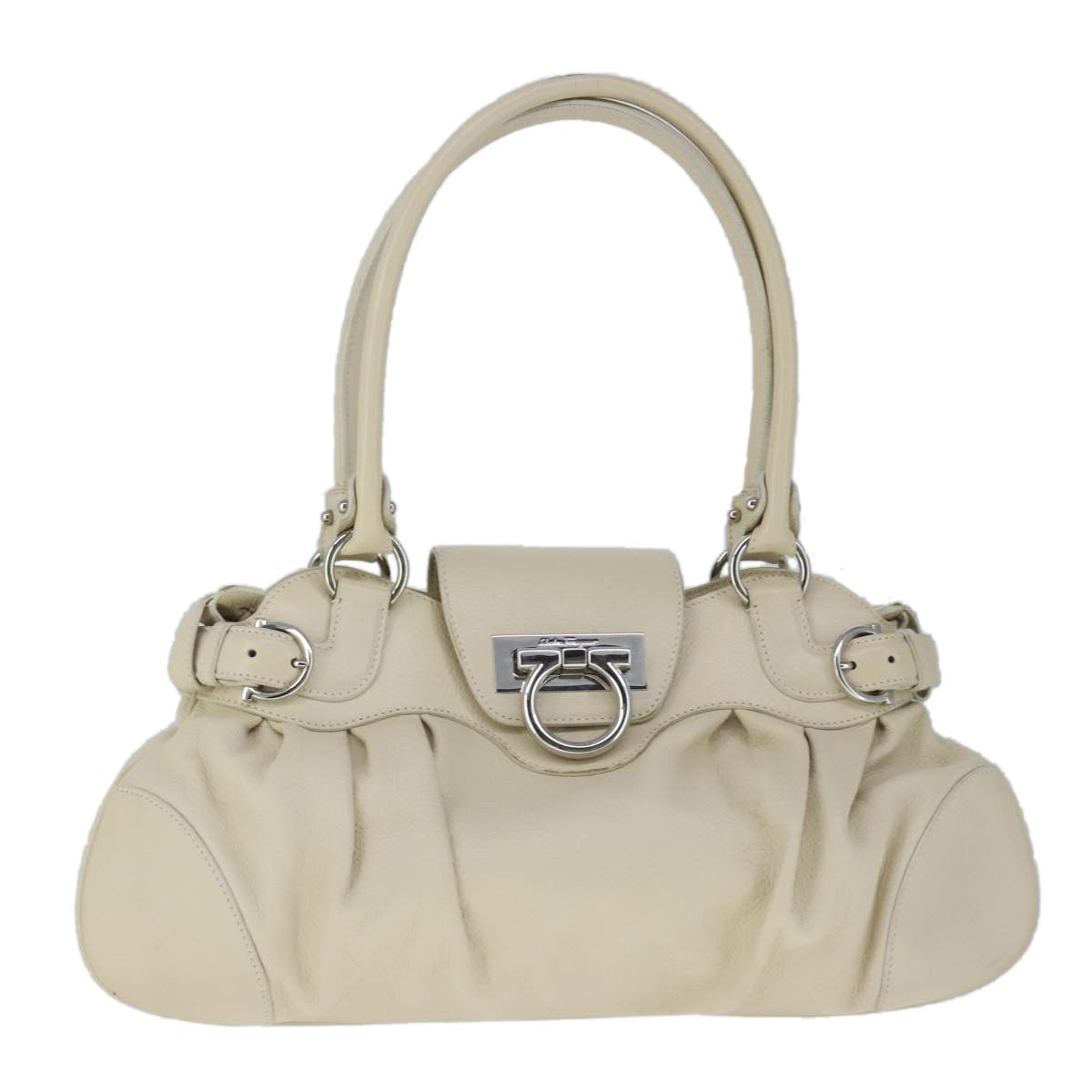 Salvatore Ferragamo Marisa Satchel Leather, BEIGE, LEATHER, Handbag