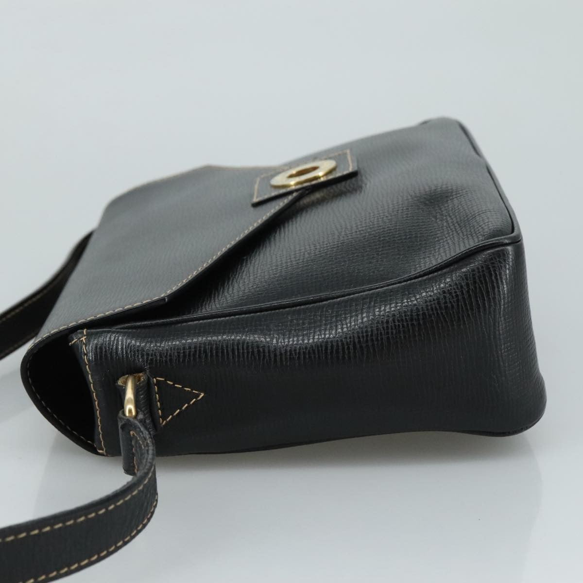 Celine Circle logo Leather, BLACK, LEATHER, Shoulder bag