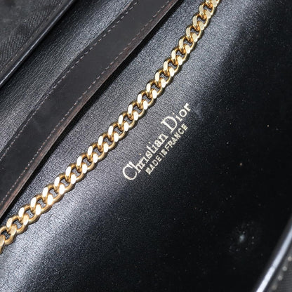 Christian Dior Vintage CD Chain Flap Shoulder Bag Diorissimo Canvas, Black, Nylon, Shoulder Bag
