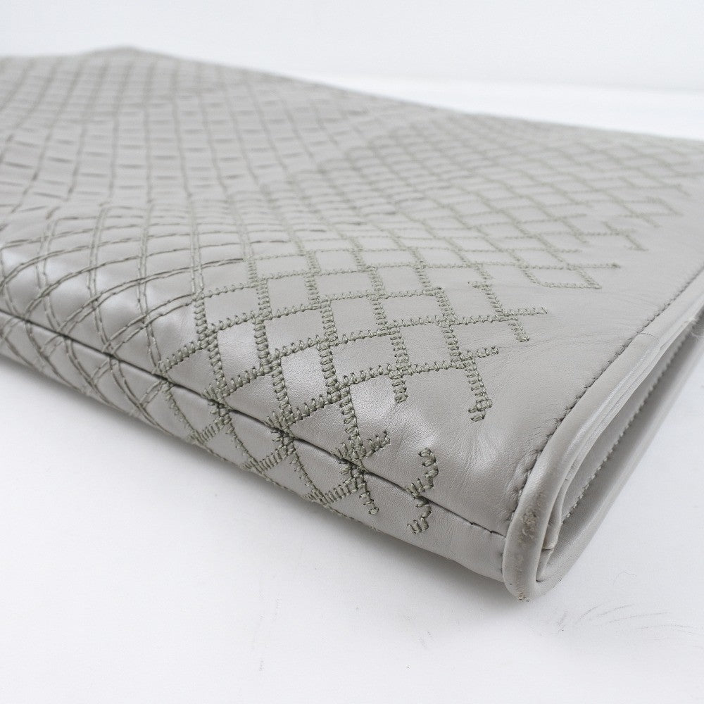 Bottega Veneta Intrecciato Clutch bag Calfskin, GRAY, LEATHER, Clutche & pouche