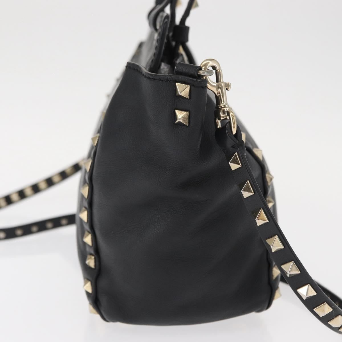 Valentino Garavani Rockstud Tote Textured Leather, BLACK, LEATHER, Tote bag