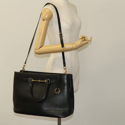 Gucci Bright Bit Convertible Tote Leather, BLACK, LEATHER, Handbag