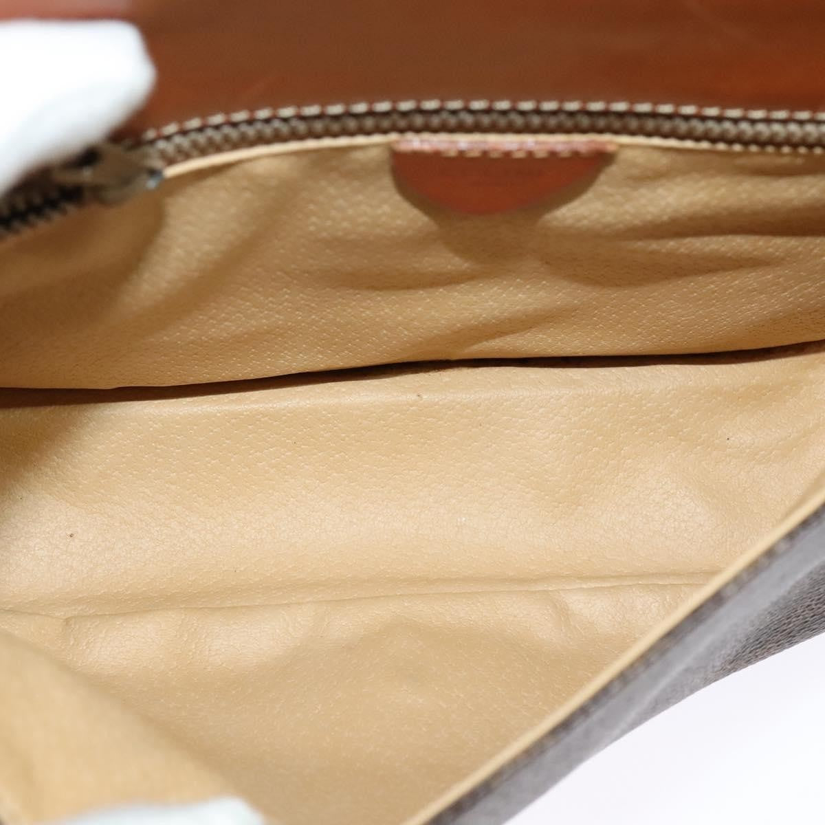 Celine Vintage Macadam Shoulder Bag Canvas and Leather, Brown, Canvas, Shoulder Bag