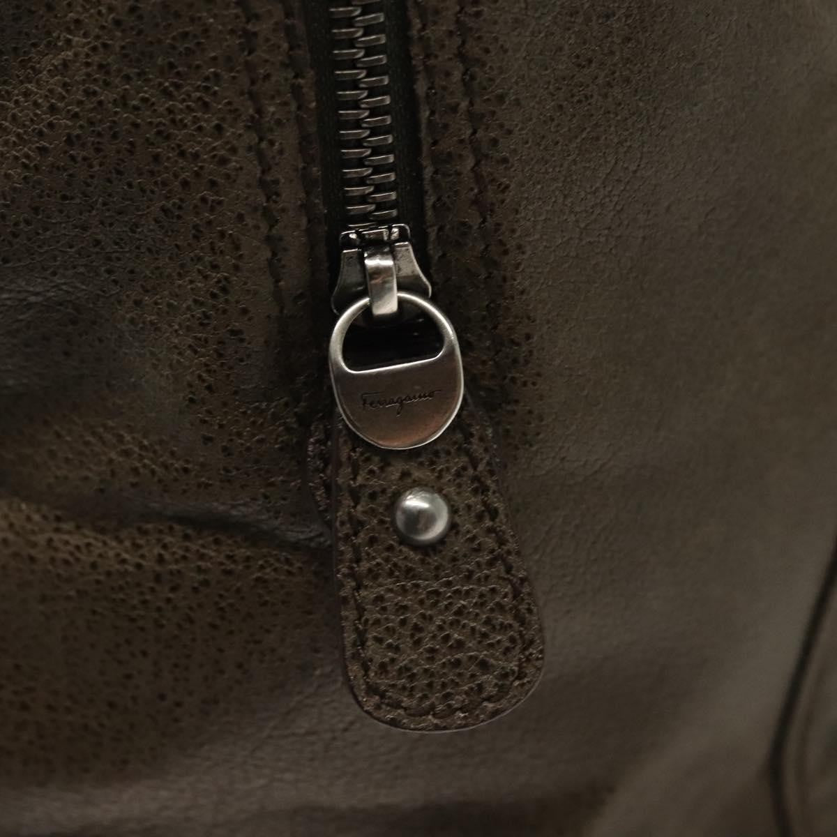 Salvatore Ferragamo Gancini Buckle Shoulder Bag Leather, KHAKI, LEATHER, Shoulder bag