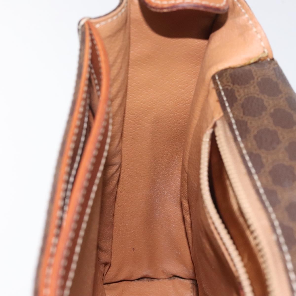 Celine Vintage Macadam Circle Logo Shoulder Bag Canvas and Leather, Brown, Canvas, Shoulder Bag