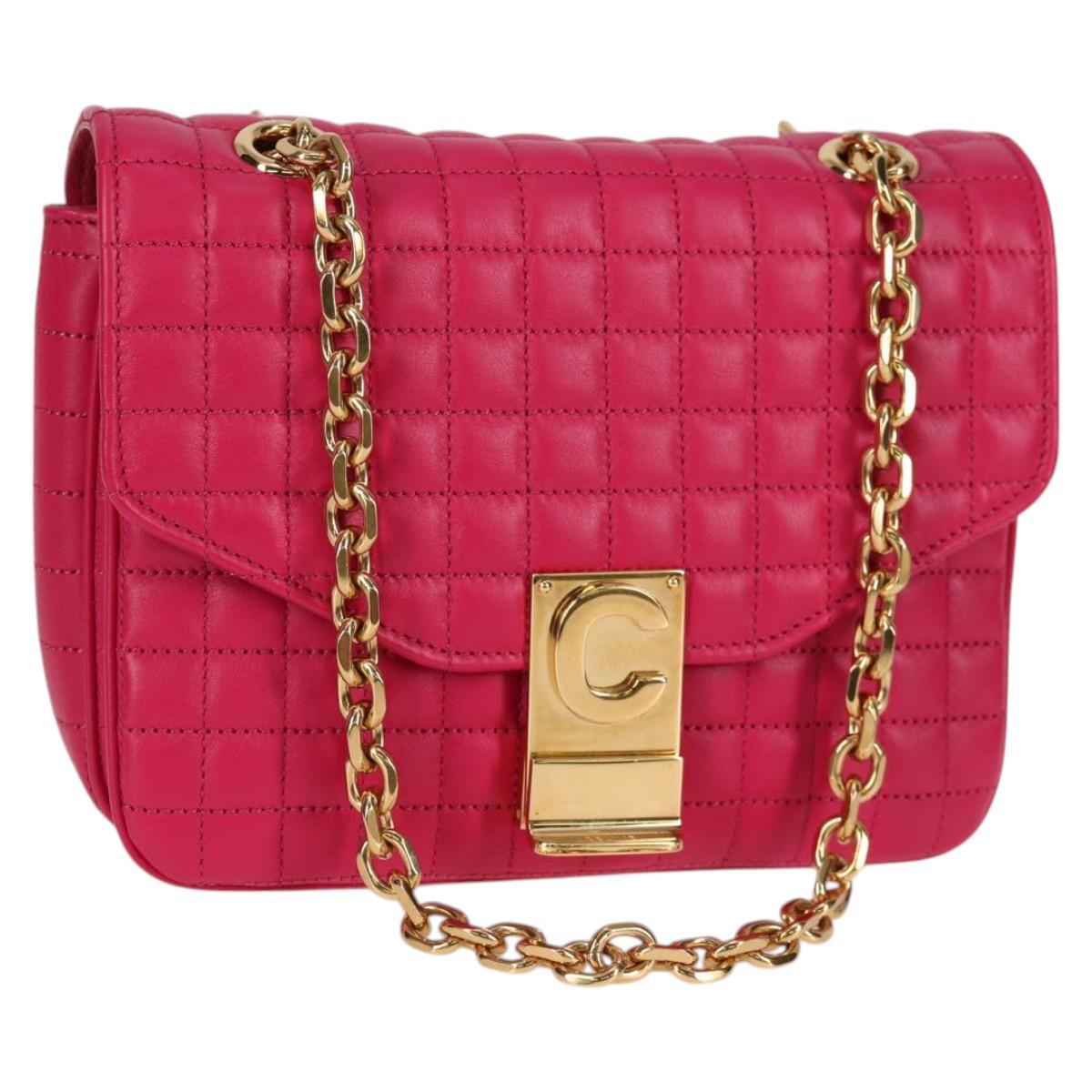 Celine C Bag Quilted Leather, PINK, LEATHER, Handbag