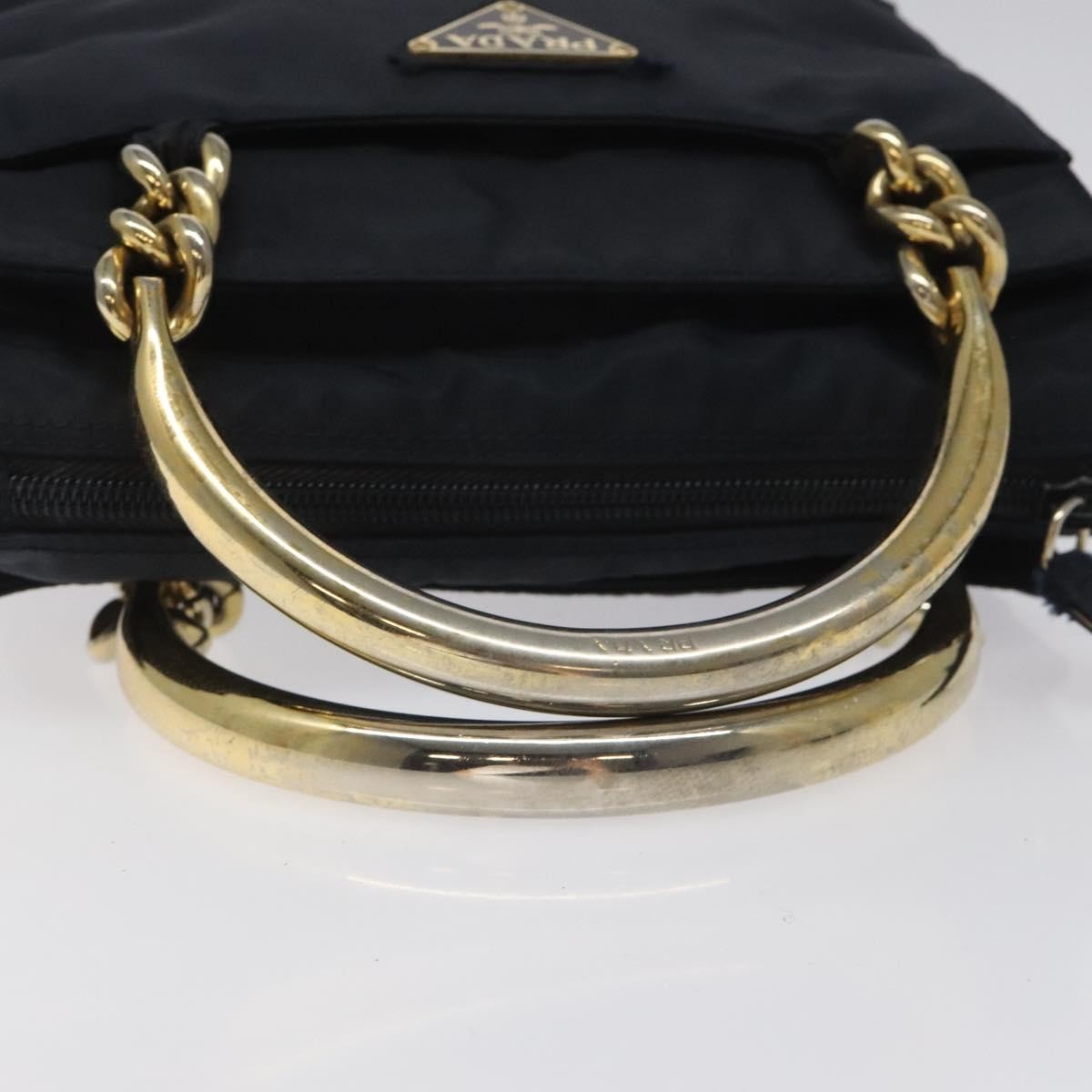 Prada Metal Handles Tote Tessuto, NAVY, NYLON, Handbag