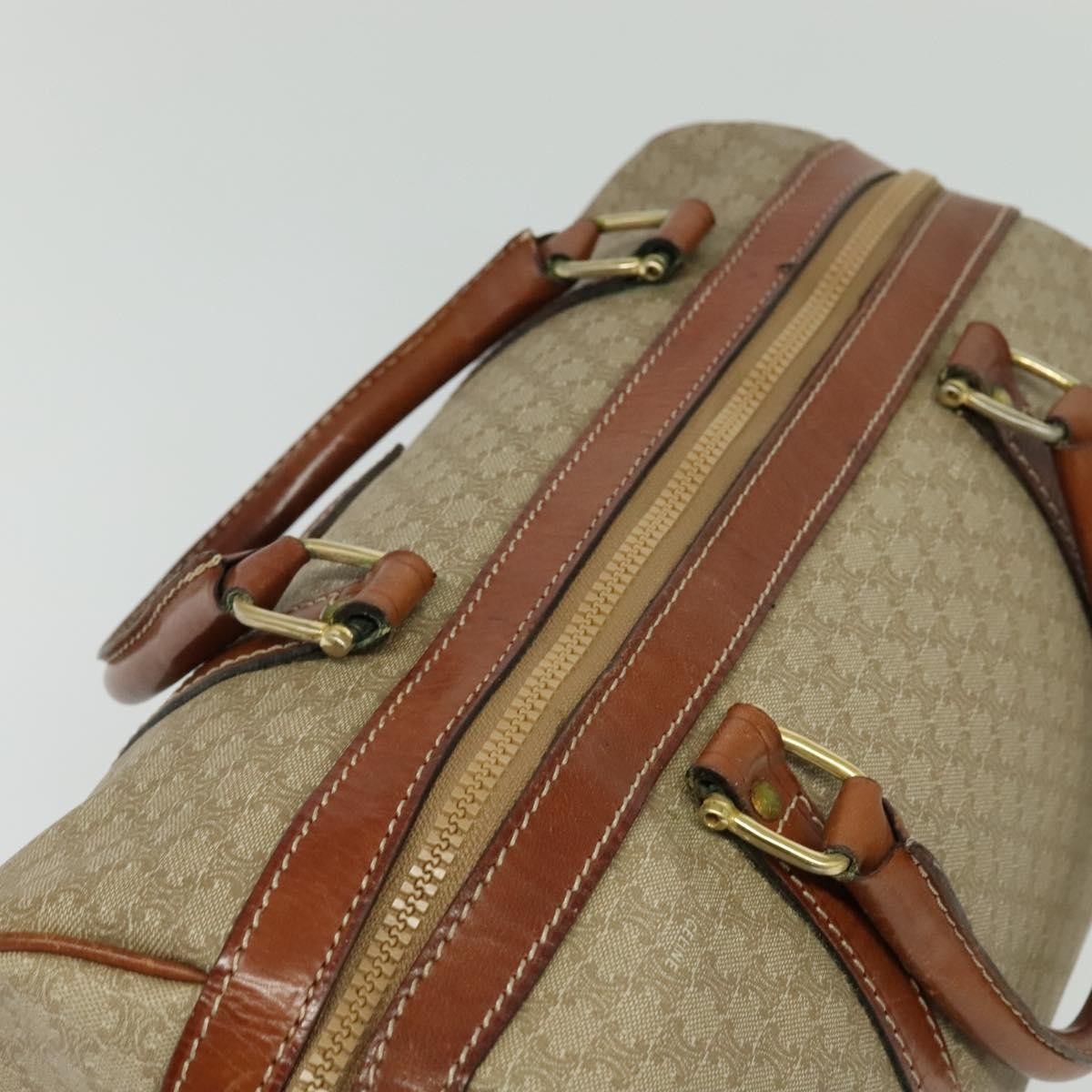 Celine Vintage Duffle Bag Macadam Coated Canvas, BEIGE, CANVAS, Travel bag