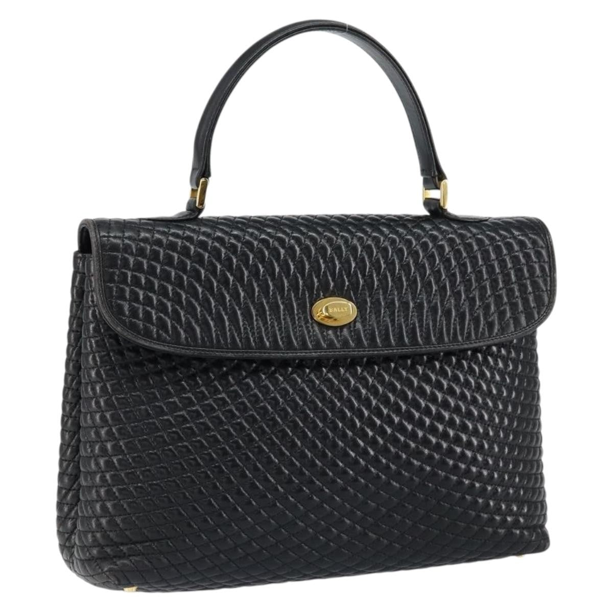Bally Vintage Handbag Quilted Leather, BLACK, LEATHER, Handbag
