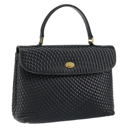 Bally Vintage Handbag Quilted Leather, BLACK, LEATHER, Handbag