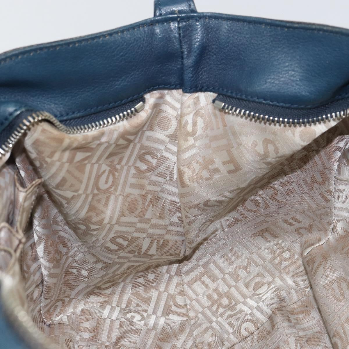 Salvatore Ferragamo Gancini handbag Leather, BLUE, LEATHER, Handbag
