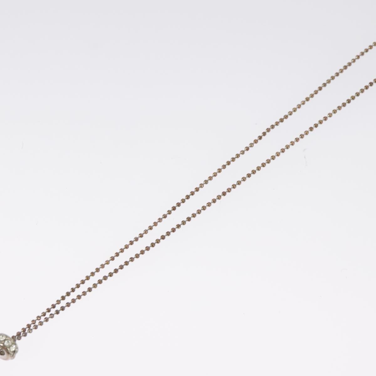 Christian Dior Bow CD Pendant Necklace Metal with Crystal, SILVER, METAL, Necklace