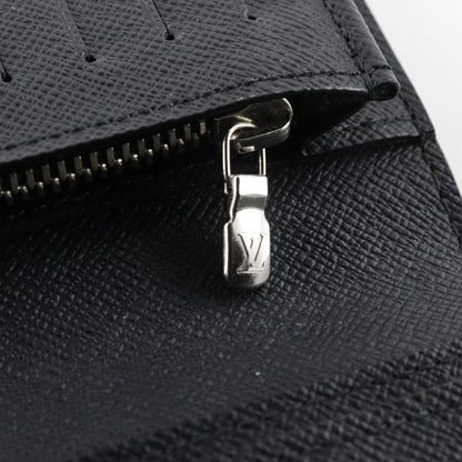 Louis Vuitton Brazza Long Bifold wallet Taiga Leather, BLACK, LEATHER, Wallets