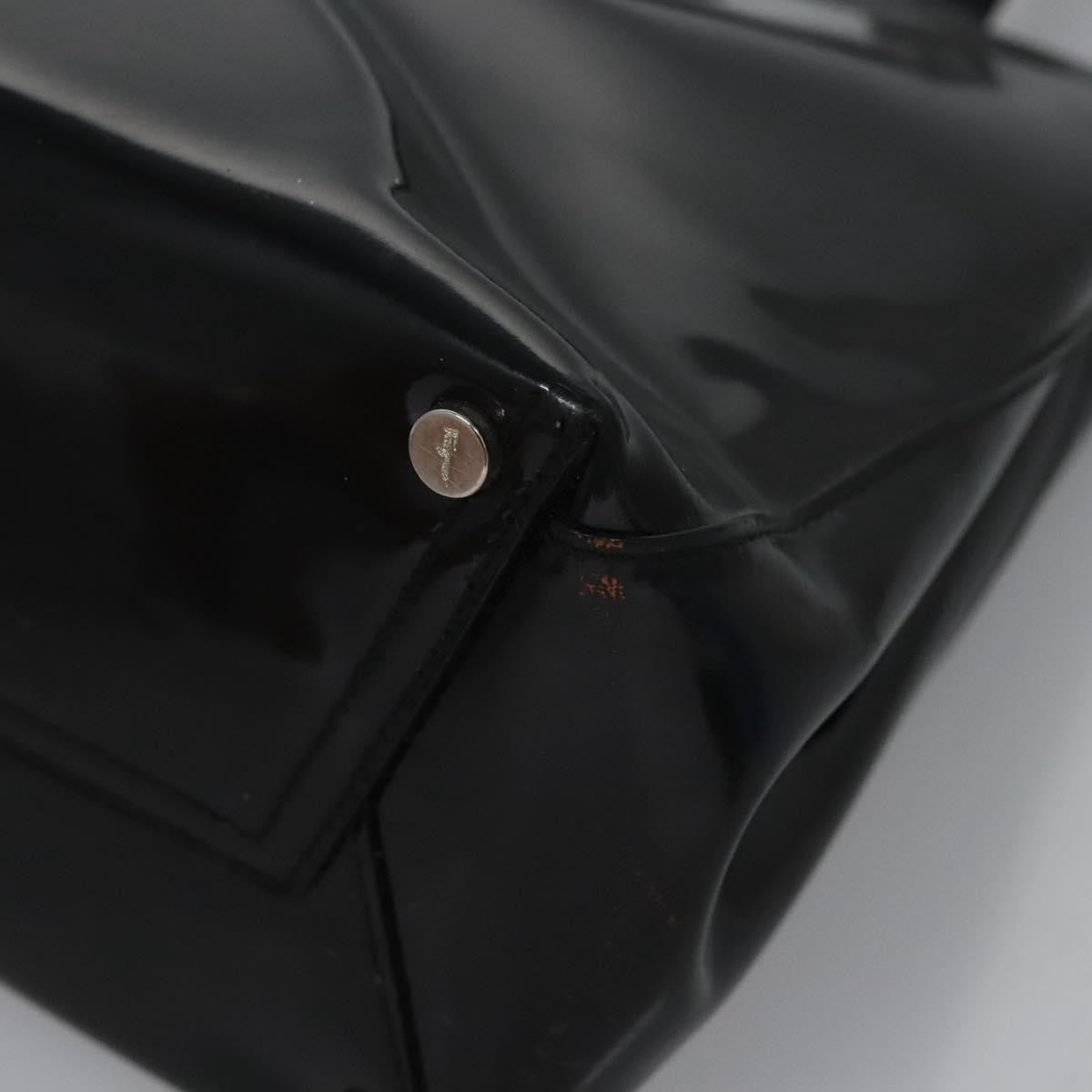 Salvatore Ferragamo Vara Tote Patent Leather, BLACK, PATENT_LEATHER, Handbag