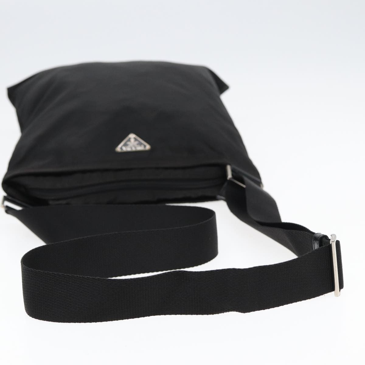 Prada Zip Top Messenger Bag Tessuto, BLACK, NYLON, Shoulder bag