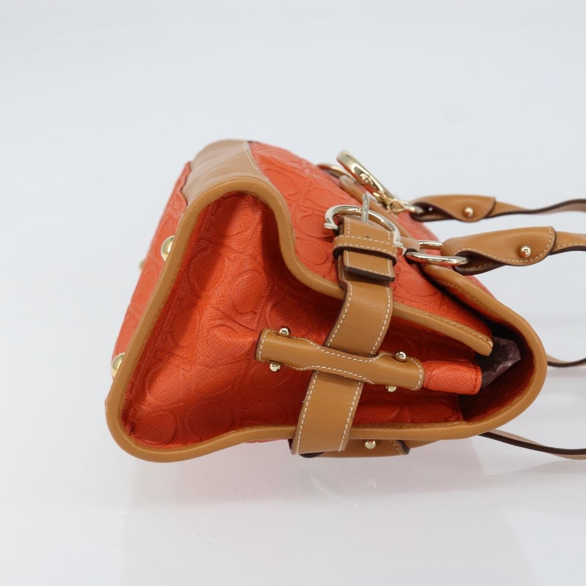 Salvatore Ferragamo Gancini Shoulder Bag Canvas, ORANGE, PVC, Shoulder bag