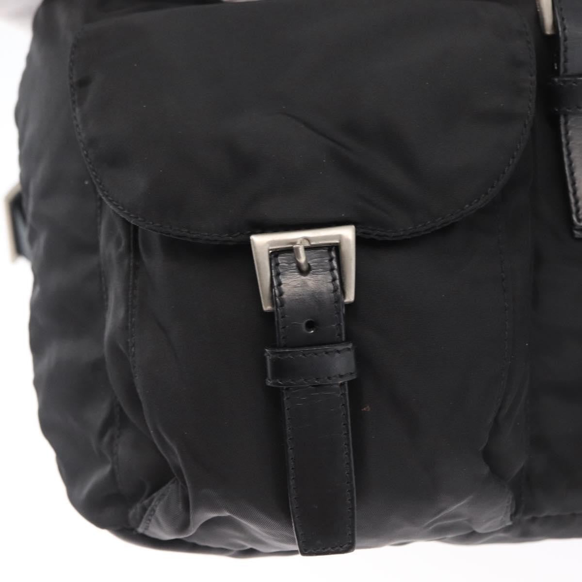 Prada Double Front Pocket Backpack Re-Nylon with Leather, BLACK, NYLON, Backpack