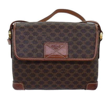 Celine Vintage Macadam Shoulder Bag Canvas and Leather, BROWN, CANVAS, Shoulder bag