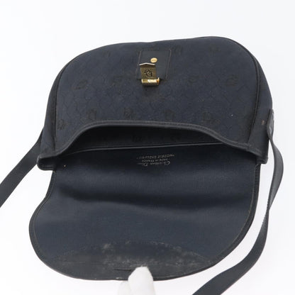 Christian Dior Vintage Honeycomb Flap Crossbody Bag Canvas and Leather, BLACK, CANVAS, Shoulder bag