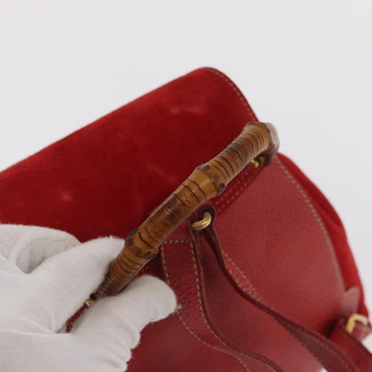 Gucci Vintage Bamboo Backpack Suede, RED, SUEDE, Backpack