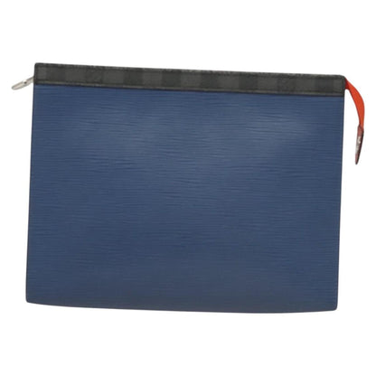 Louis Vuitton Pochette Voyage Epi Leather with Damier Graphite, BLUE, LEATHER, Clutche & pouche