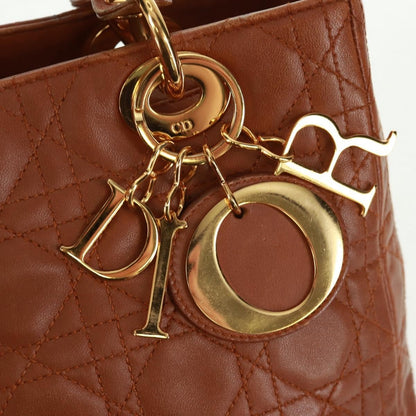 Christian Dior Vintage Lady Dior Bag Cannage Quilt Lambskin, BROWN, LEATHER, Handbag