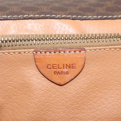 Celine Vintage Macadam Circle Logo Shoulder Bag Canvas and Leather, Brown, Canvas, Shoulder Bag