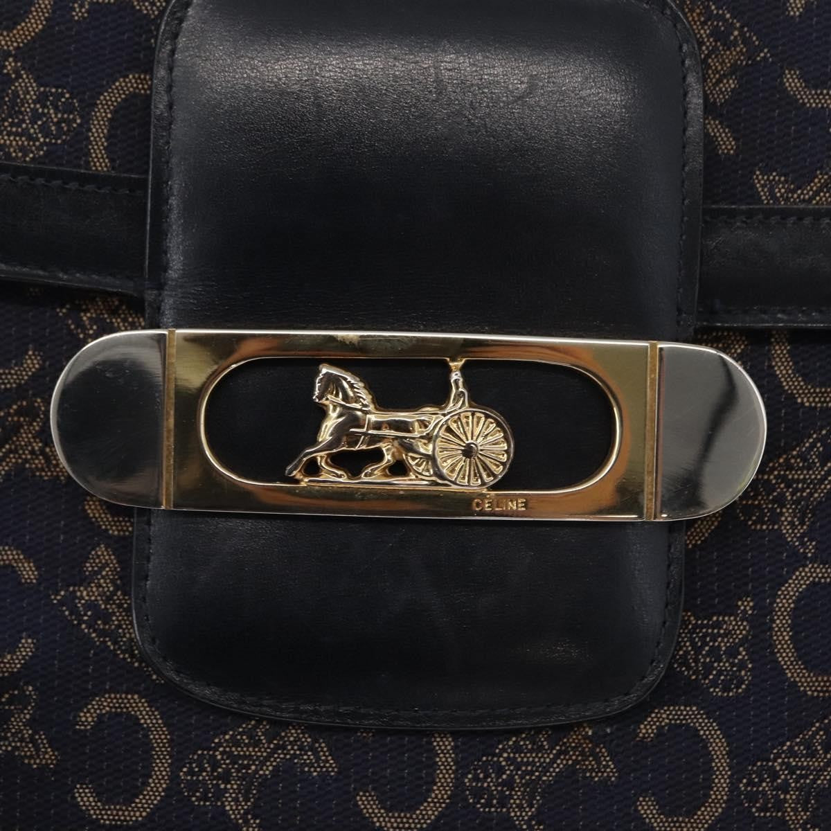 Celine Horse Carriage Shoulder bag Canvas and Leather, NAVY, CANVAS, Shoulder bag