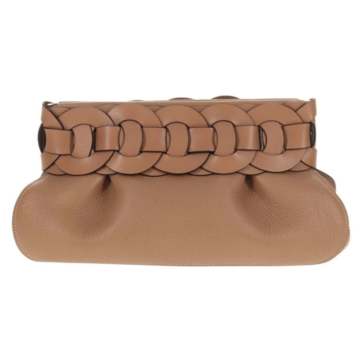Chloe Darryl Clutch Leather, BEIGE, LEATHER, Clutche & pouche