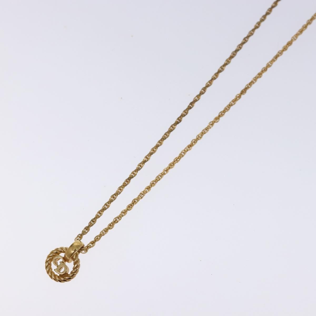 Christian Dior CD Round Pendant Necklace Metal, GOLD, METAL, Necklace