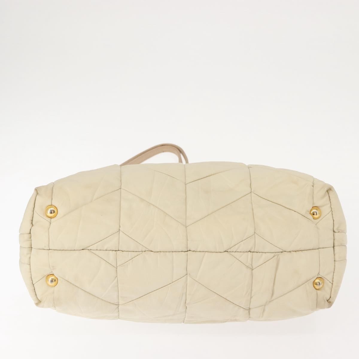 Prada Chain Front Zip Tote Quilted Tessuto, BEIGE, NYLON, Tote bag