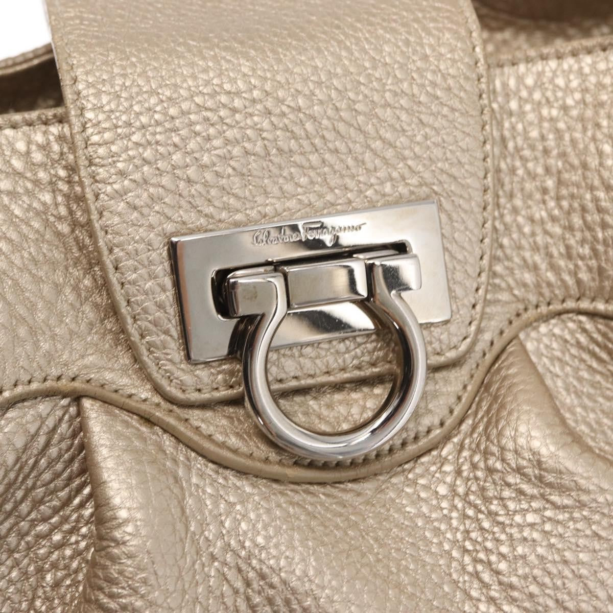 Salvatore Ferragamo Gancini handbag Leather, GOLD, LEATHER, Handbag