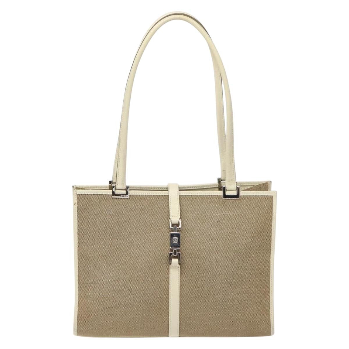Gucci Vintage Jackie Handbag Canvas, BEIGE, CANVAS, Handbag