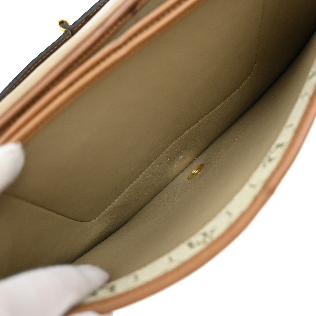 Christian Dior Vintage Honeycomb Handbag Canvas Leather, BEIGE, CANVAS, Shoulder bag