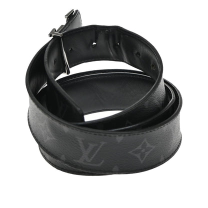 Louis Vuitton LV Initiales Belt Monogram Eclipse Leather, BLACK, CANVAS, Belts