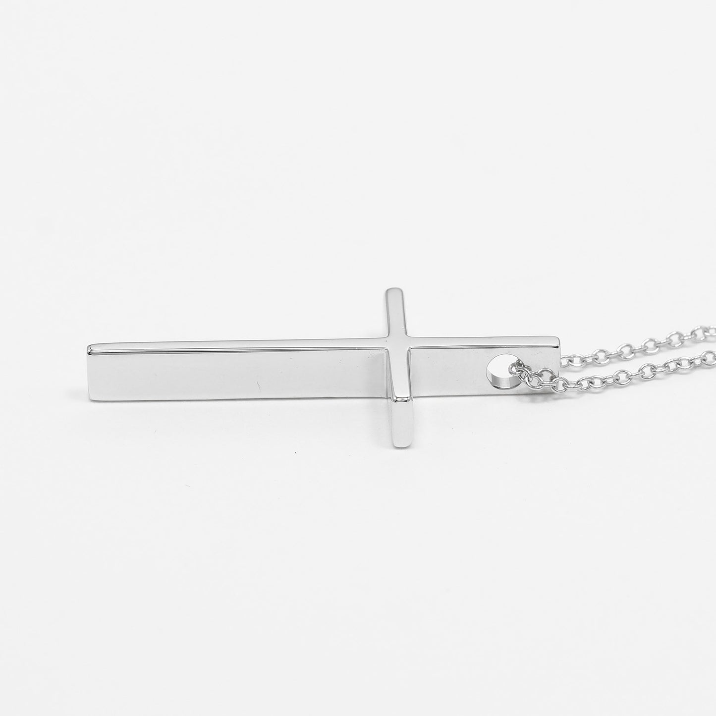 Tiffany & Co. Metro Cross Pendant Necklace 18K White Gold and Diamonds, SILVER, WHITE_GOLD, Necklace