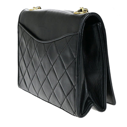 Chanel Vintage CC Chain Full Flap Bag Quilted Leather, BLACK, LEATHER, Shoulder bag