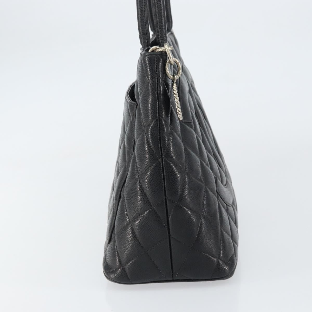 Chanel Medallion Tote Quilted Caviar, BLACK, LEATHER, Tote bag