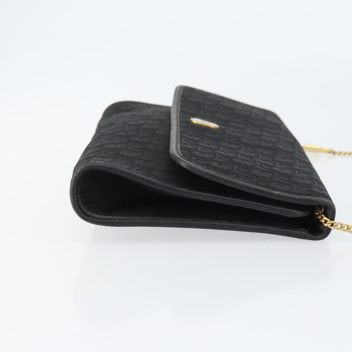 Christian Dior Vintage Chain Flap Shoulder Bag Diorissimo Canvas, BLACK, CANVAS, Shoulder bag