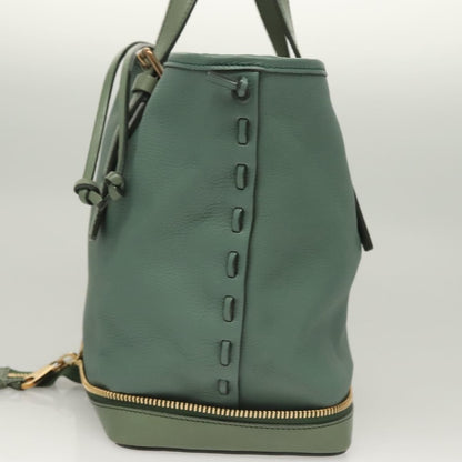 Chloe Ellen Moyen Tote Leather, GREEN, LEATHER, Tote bag