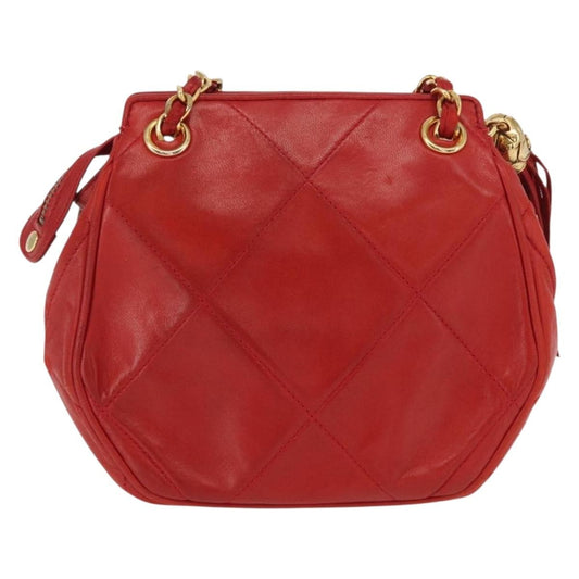 Chanel Vintage Diamond CC Tassel Shoulder Bag Quilted Leather, RED, LEATHER, Shoulder bag