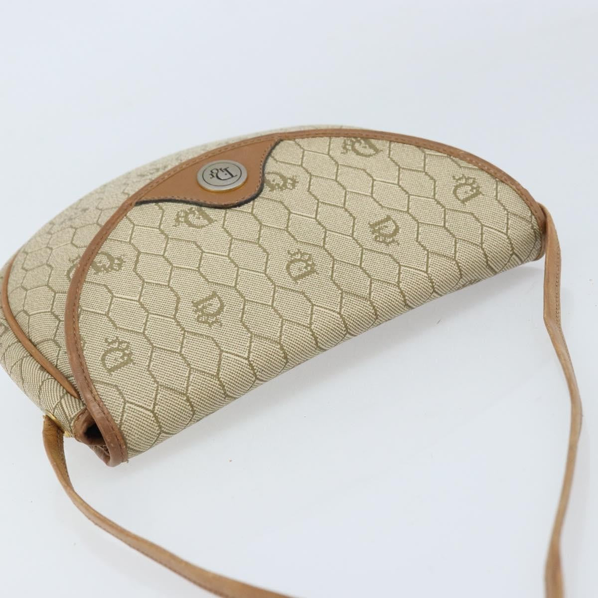 Christian Dior Vintage Honeycomb Shoulder Bag Canvas and Leather, BEIGE, CANVAS, Shoulder bag