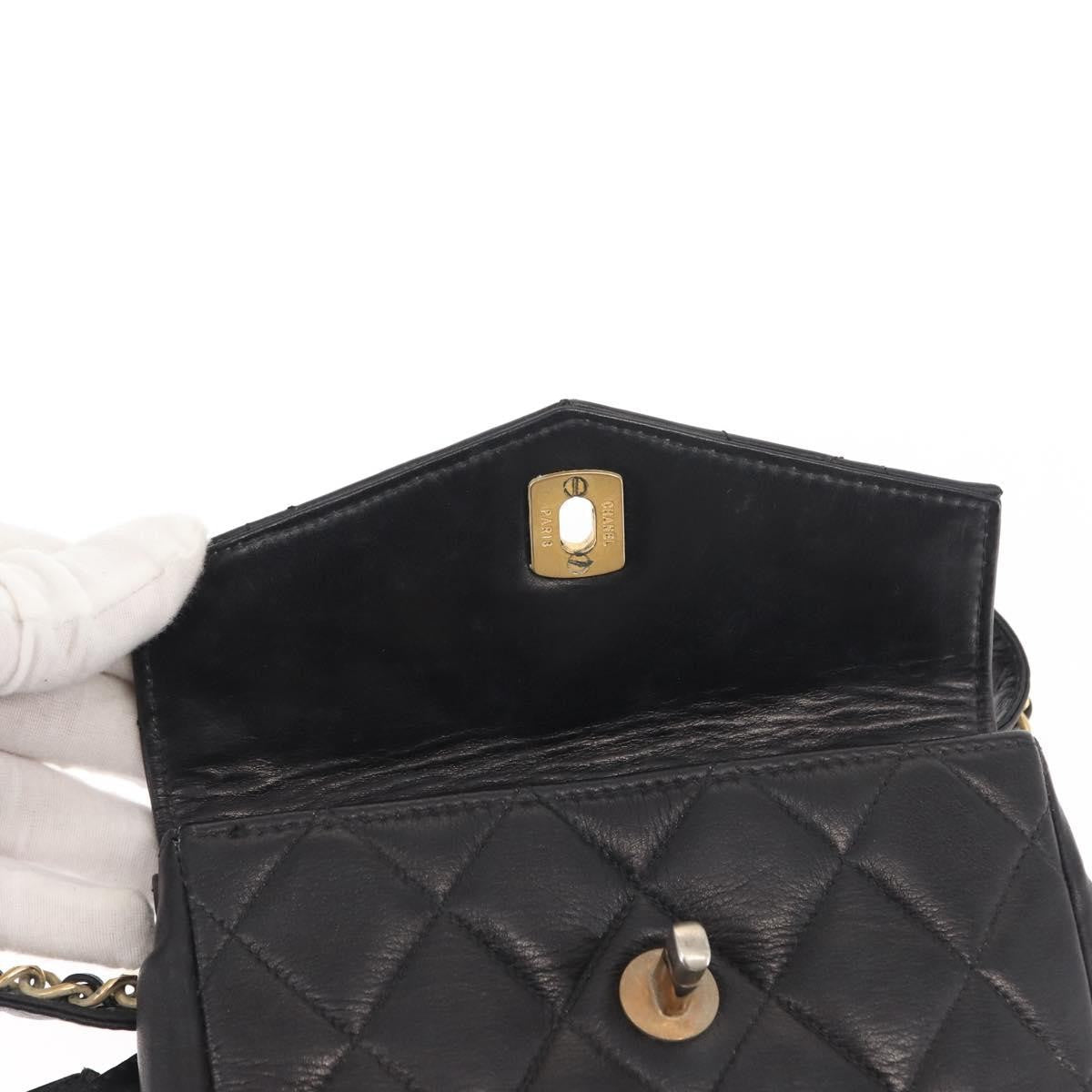 Chanel Vintage CC Flap Waist Bag Quilted Lambskin, BLACK, LEATHER, Shoulder bag