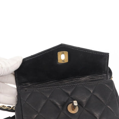 Chanel Vintage CC Flap Waist Bag Quilted Lambskin, BLACK, LEATHER, Shoulder bag