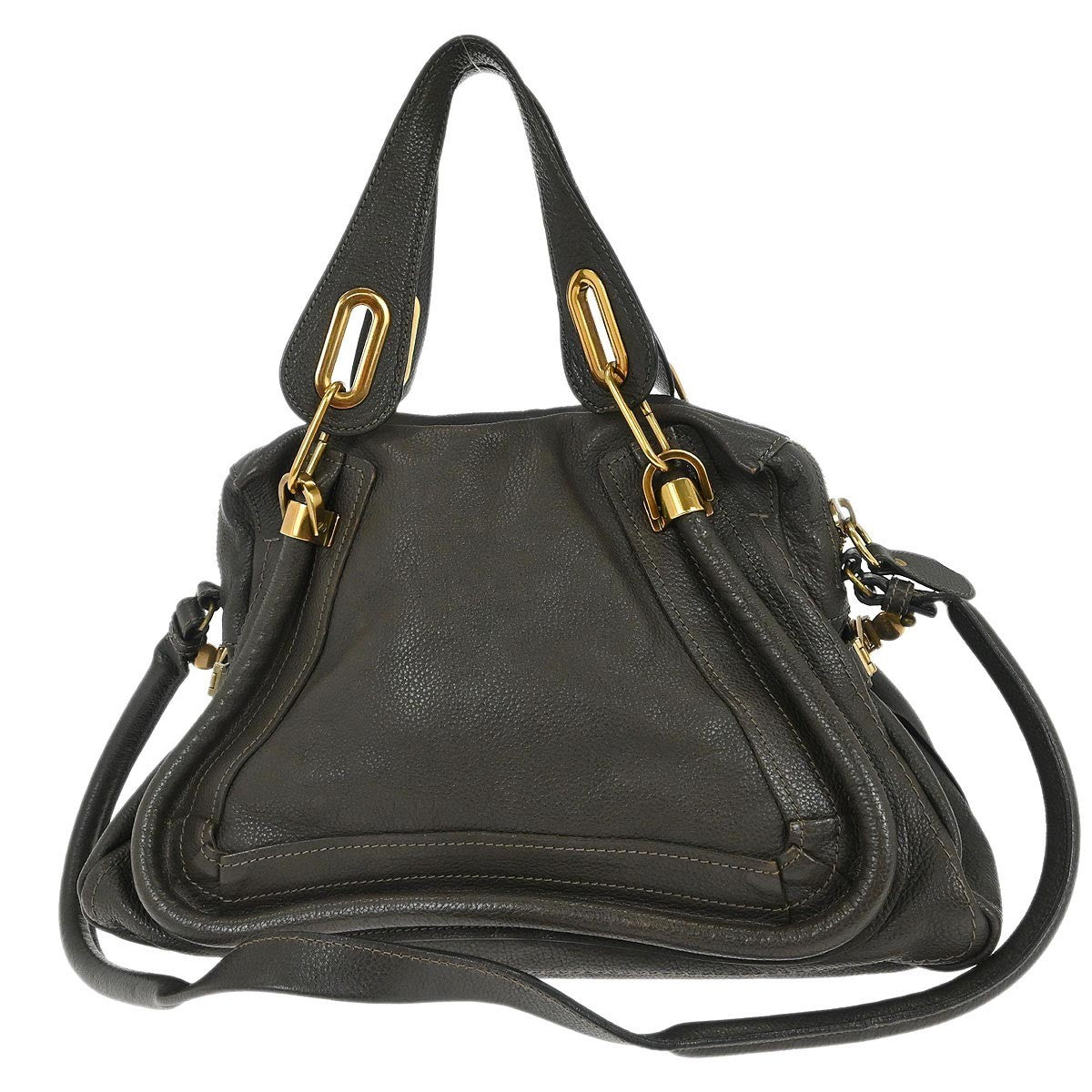 Chloe Paraty Top Handle Bag Leather, BROWN, LEATHER, Handbag