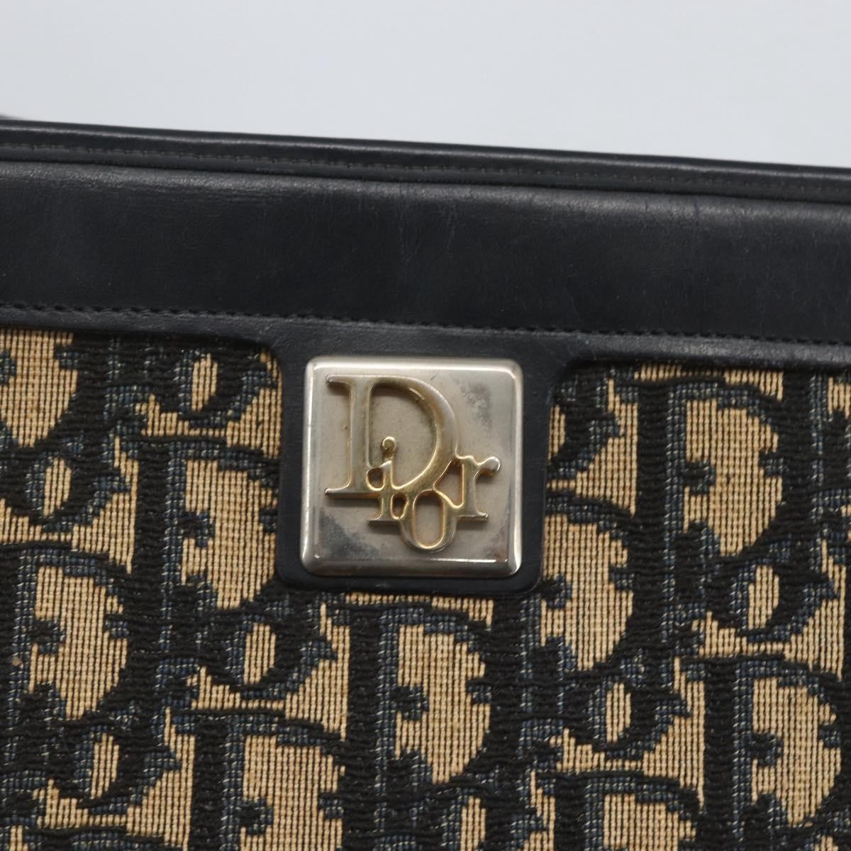 Christian Dior Vintage Trotter Shoulder Bag Canvas, NAVY, CANVAS, Shoulder bag