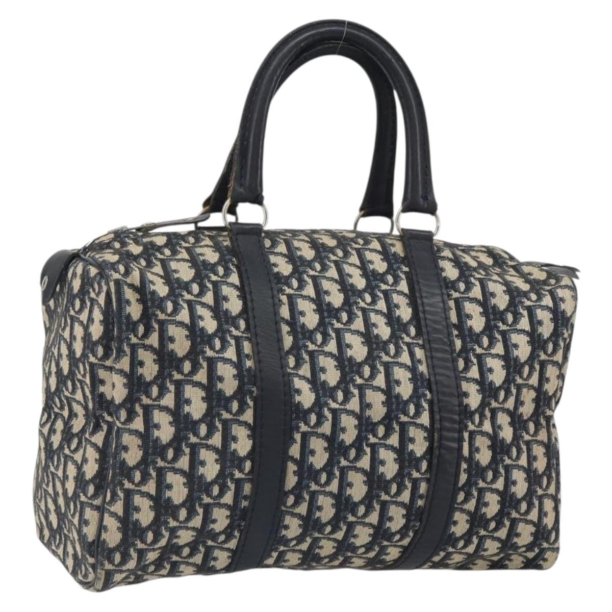 Christian Dior Vintage Trotter Boston Bag Diorissimo Canvas, NAVY, CANVAS, Handbag