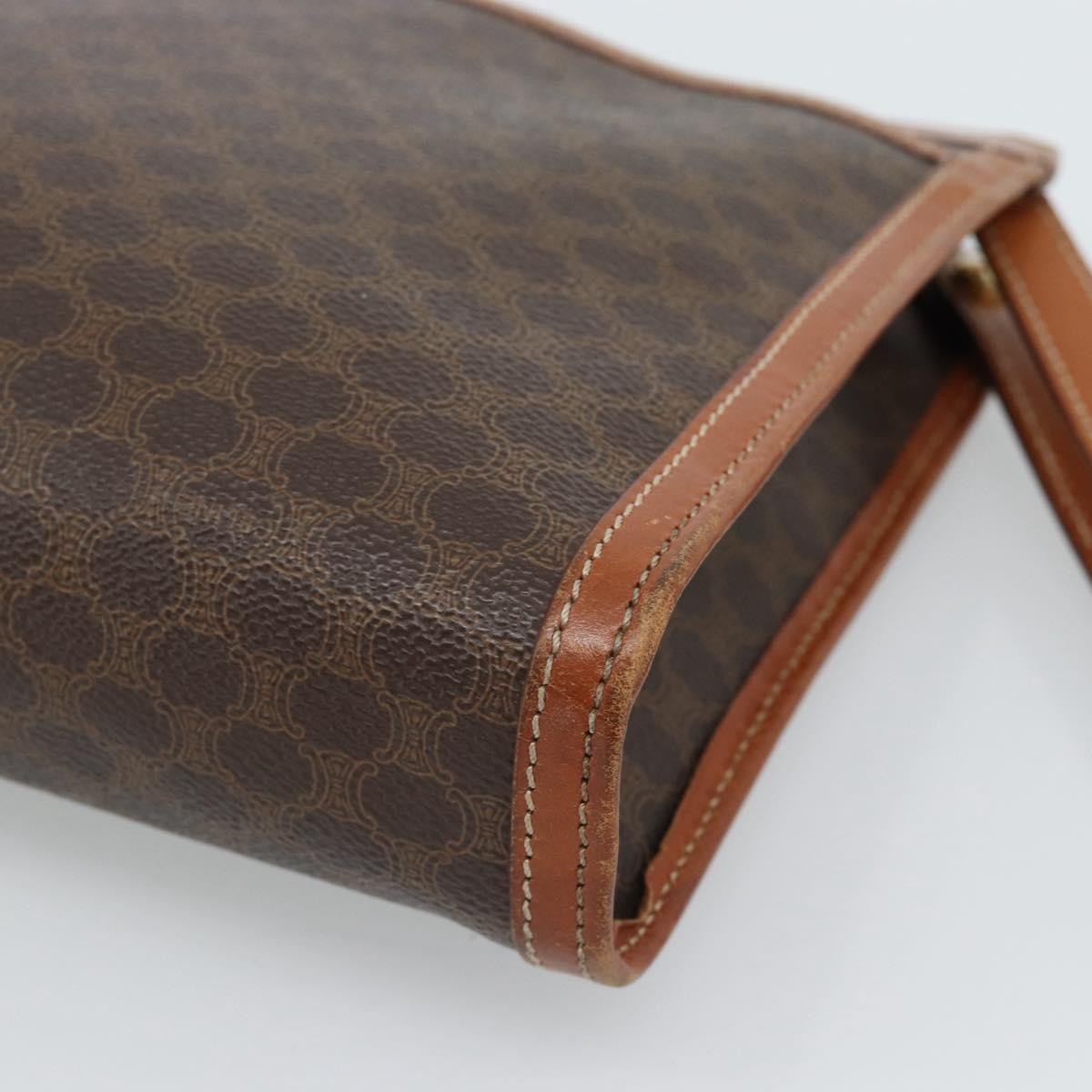 Celine Macadam Pochette Canvas, Brown, Canvas, Clutch