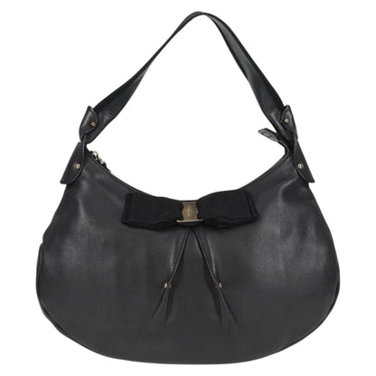 Salvatore Ferragamo Vala Shoulder Bag Leather, BLACK, LEATHER, Shoulder bag
